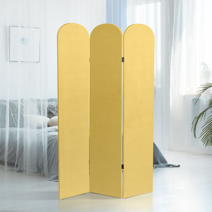 Everly Quinn Wayt 3 Panel Velvet Folding Room Divider Wayfair